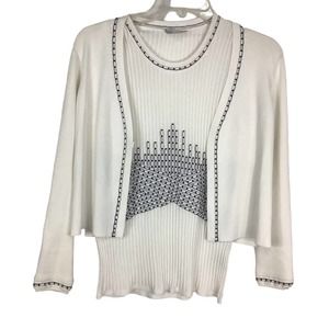 Carlisle New York 2 Piece Ribbed Top White & Black Size M